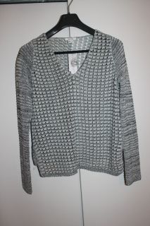   Lang Open Knit Sweater, Black and White Italian Yarn, Size L, MSRP 360