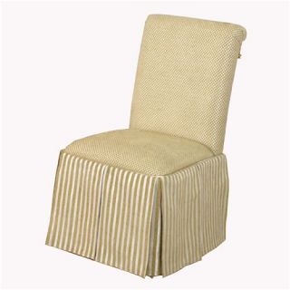 4D Concepts Skirted Parsons Chair in Gold and White Striped 551387 