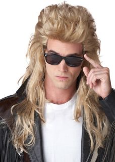 80s Rock Mullet Redneck Long Blonde Men Costume Wig