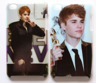 New 2pcs Justin Bieber Hard Back Cover Case for iPod Touch 4th 4G 4 