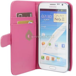 Pink Wallet Pouch Leather Case Cover For. Samsung Galaxy Note 2 II 