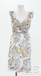 BCBG Max Azria Multicolor Print Silk Pleated Dress Size S