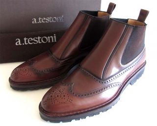 New A Testoni Blk Label Wingtip Ankle Boots 10 Shoes $915