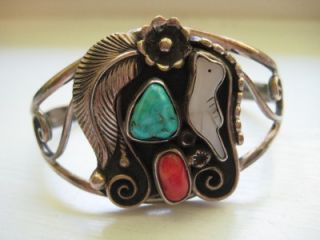 Vintage D J Clark Navajo 925 Silver Bangle Bracelet