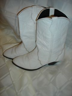 Abilene WHITE Ladies Western Leather Cowboy Cowgirl BOOTS fashion heel 