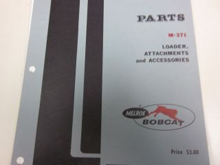 Bobcat M 371 Loader Attachments Accessories Parts Manual