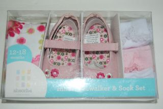 Absorba Girl Pink Infant Prewalker and Sock Set Size 12 18M New in Box 