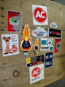 Old Lot of AC Delco GM Chevrolet Stickers Vintage Push Pull Battery 