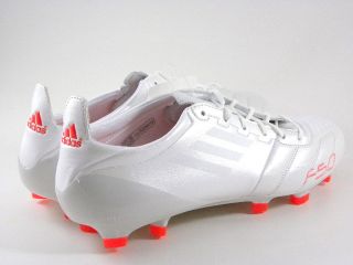 Adidas F50 Adizero FG White Leather Red Soccer Futball Cleats Boots 