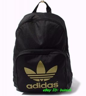 Adidas ADICOLOR Backpack Classic Black Gold Trefoil School College 