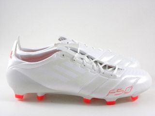 Adidas F50 Adizero FG White Leather Red Soccer Futball Cleats Boots 