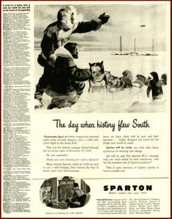 South Pole Admiral Byrd in 1945 Sparton Tube Radio Ad