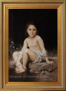 60x90cm old master Adolphe William Bouguereau bather girl oil painting 