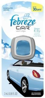 Febreze Car Vent Clips Air Freshener and Odor Eliminator Linen and Sky 