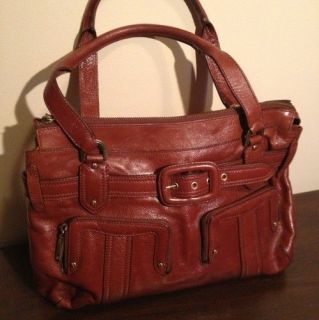 NWT Cole Haan Purse Aerin Brown Leather Bag Cognac Rust Satchel Large 