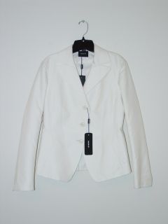 New AKRIS Alabaster White Cotton Silk 3 Button Paco Jacket Blazer 12 