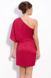 Aidan Mattox Charmeuse One Shoulder Dress in Red (cranberry)