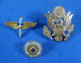 Vintage US Military Army Air Force Hat Pins 1 So Dakota Mason Pin