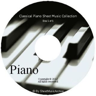Huge Classical Piano Sheet Music Collection on 5 DVDs PDF Mozart Bach 