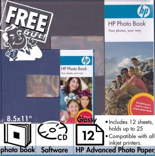 Two HP Photo Book Albums 8 5X11 5X7 Install CD Photo Papers FREE