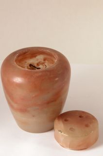 Vintage Alabaster Potpourrie Semi Translucent Jar Pot with Rich Amber 