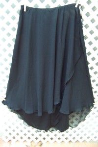 Alex Evenings L Black Chiffon Lined Assymetrical Overlay Skirt L 