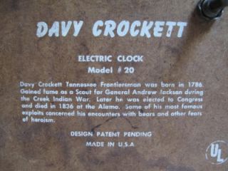 1955 Haddon Animantion Clock w Davy Crockett on Horse w Attacking Bear 