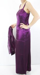 14 Alex Evenings Purple Beaded Mother of Bride Dress w Organza Jacket 