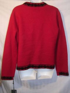 Alexandra Bartlett Red Wool Cardigan Sweater M New