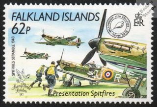 RAF No 92 Squadron Scrambles Spitfire Aircraft Mint Stamp Falklands 