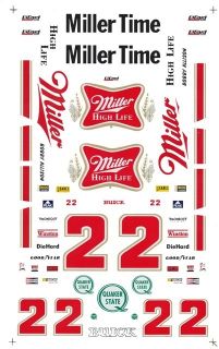 22 Bobby Allison Miller High Life 1 32nd Scale Slot Car Decals
