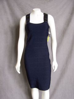 Alice Olivia Navy Blue Bandage Dress with Decorated Straps Size M