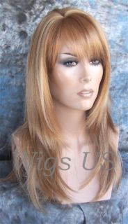 Wigs Strawberry Blonde Mix Long Skin Side Part Full Wig