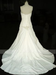 W580 Aline Strapless Ruched Bodice Taffeta Wedding Dress Size 14 or 