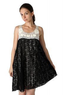 Yumi   Small/Medium Alexa Lace Dress A Line Tunic Ruffle Black Cream 