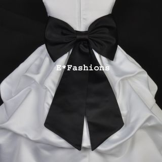 Black Tie Bow Sash 4 Pageant Wedding Flower Girl Dress Sz s M L 2 4 6 