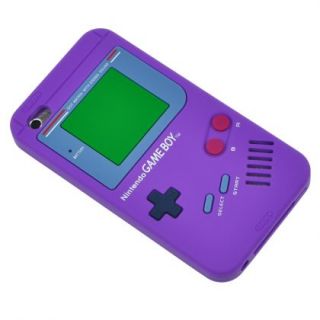 Purple Game Boy Style Silicone Case Cover Skin for iPod Touch 4