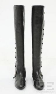 Alexandra Neel Black Leather Over The Knee Flat Boots Size 35 New 