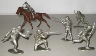 Marx 60mm 1950s 60s Fort Apache Alamo Pioneers Soldiers Flat Silver 