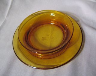 Vintage Amber Glass Decorative Fruit Serving Bowl Plate Table Top 