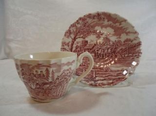 Alfred Meakin Coaching Days Pink Cup and Saucer