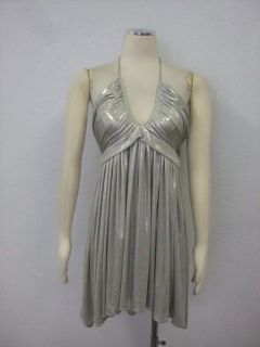 Alice & Olivia Saks Fifth Ave $315 Womens Silver Halter Cocktail Dress 