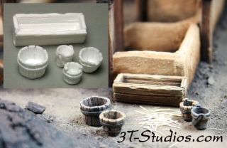 Piece Bucket & Trough Set   3T Studios Resin Terrain Bits 