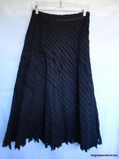   Black Cotton Dimensional Asymm Lagenlook Aline Skirt XS 2 India