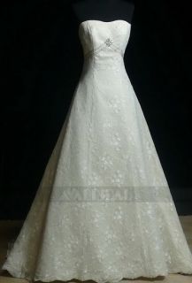 WA61 Aline Straight Neckline Full Lace Wedding Dress Size 14 or Custom 