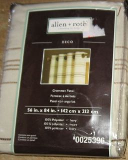 Allen Roth Deco Grommet Panel Drape Curtain Ivory 56x84 New