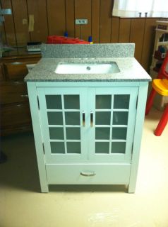 Allen Roth White Vanity With Granite Counter Top Sink Bathroom