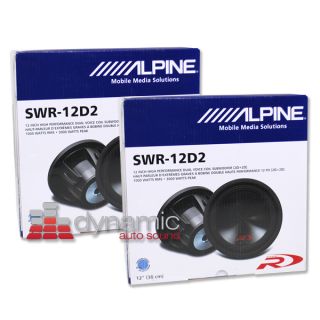 Two 2 Alpine® SWR 12D2 12 Type R DVC 2ohm Subwoofers SWR 12D2 Subs 6 
