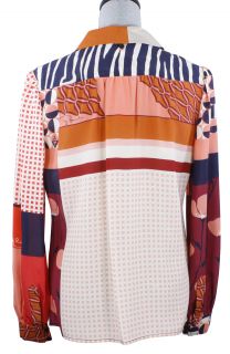 Tory Burch Angelique Blouse Tamarind Collage Silk Signature Top
