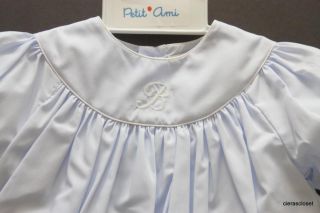New Petit Ami blue dress with a white B monogrammed on the front 